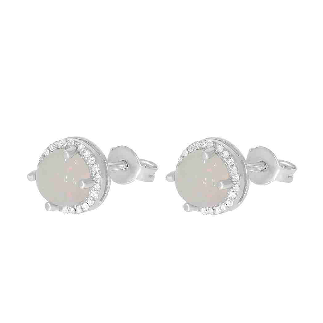 Round Opal with a Halo Earring PD31343AER OPAL
